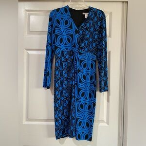 London Times Geometric Blue & Black Print Size‎ 2